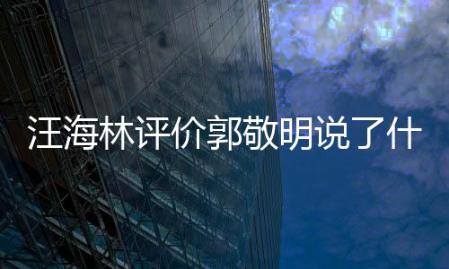 价郭敬明敬明么回海林林评怼郭汪海 汪说了什么是怎事